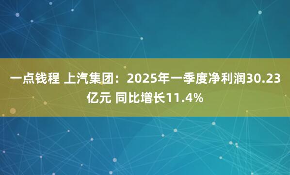 一点钱程 上汽集团：2025年一季度净利润30.23亿元 同比增长11.4%